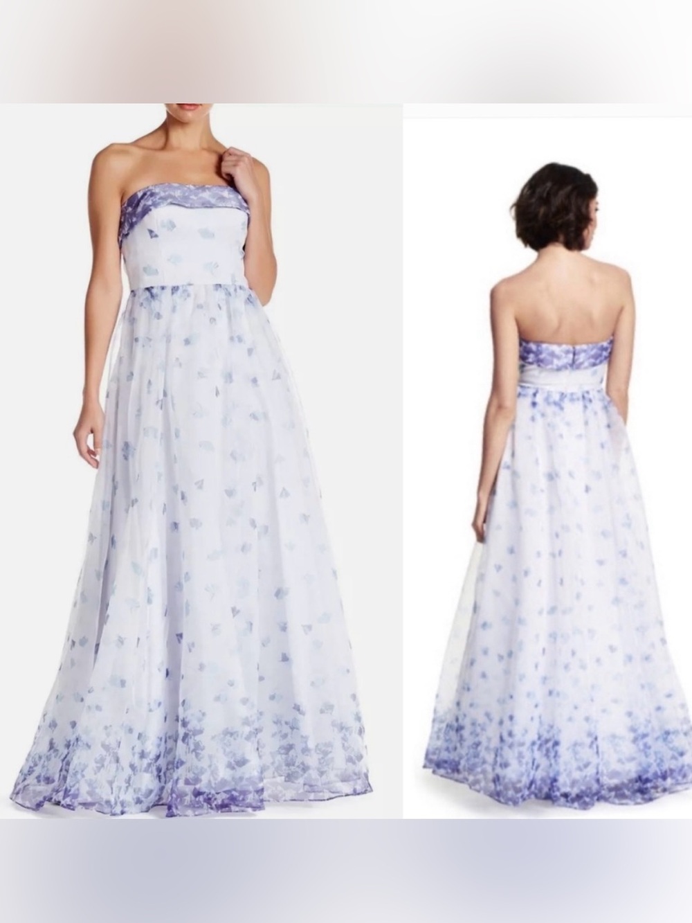 NWT Adrianna Papell Floral Strapless Organza Ball Gown, size 6